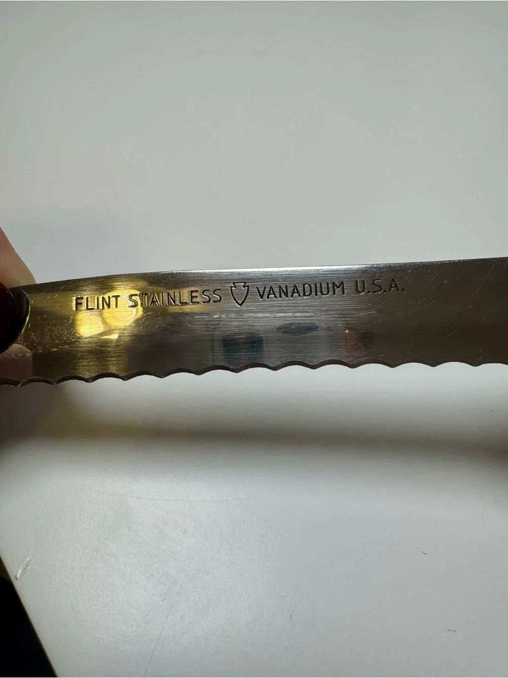 Wood Handle Serrated Bread Knife - Brown and Silver